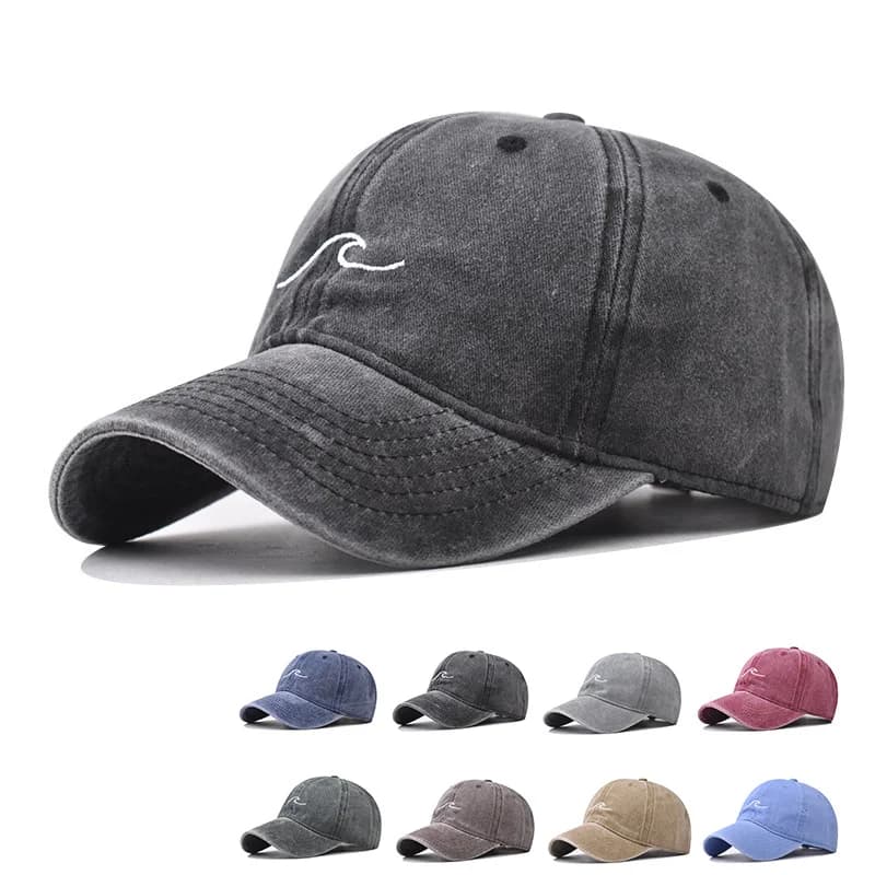 Wave Ripple Embroidery Cotton Baseball Cap
