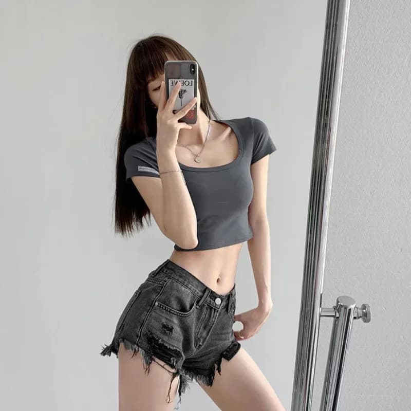 Ripped Denim Shorts for Women