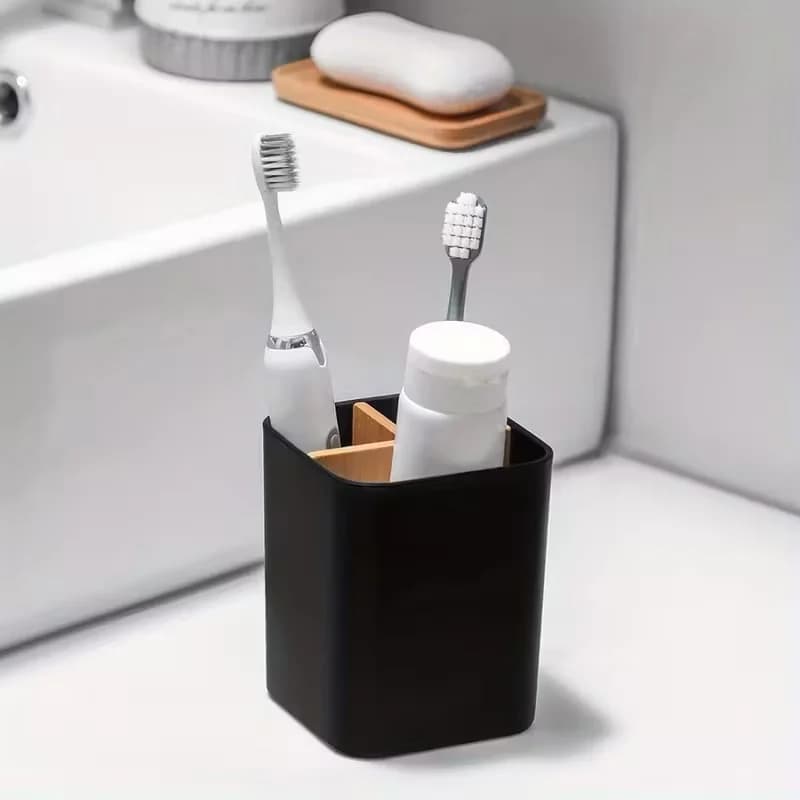 Three-Compartment Toothbrush and Toothpaste Organizer