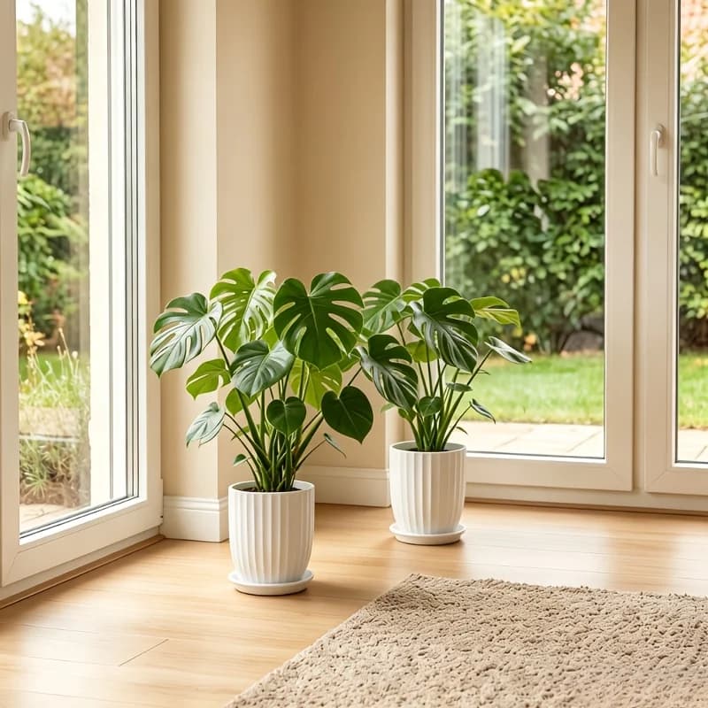 Modern White Plant Pots with Drainage Trays