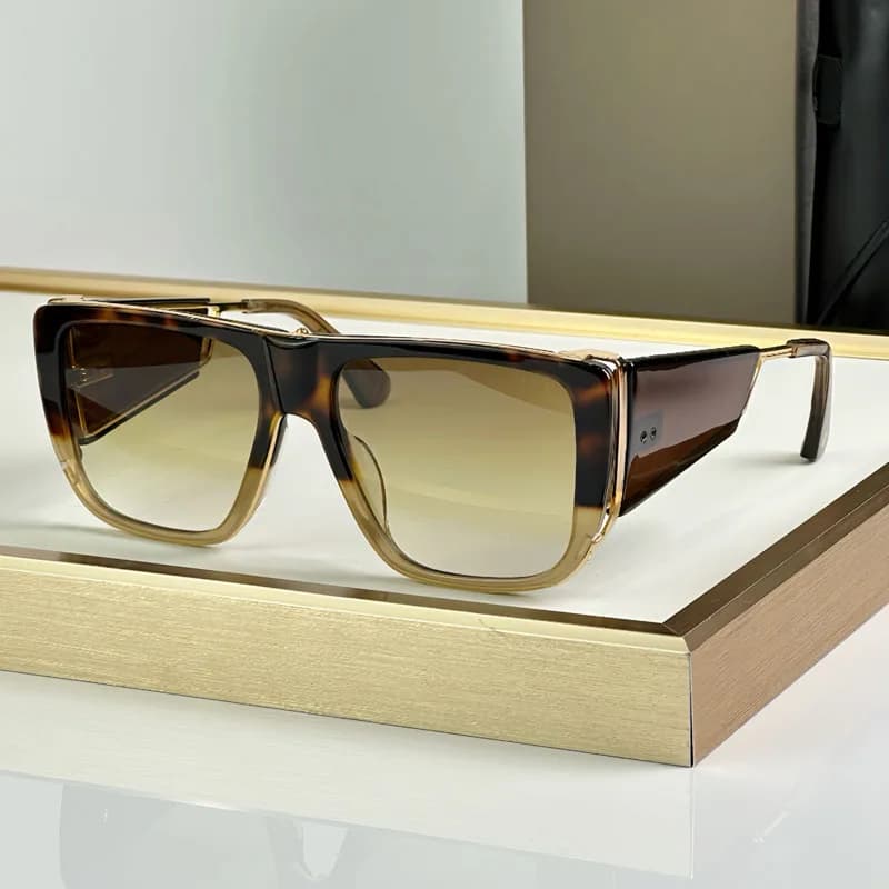 127 Luxury Big Squre Sunglasses with Side Shields for Men Women Acetate Top Quality Vintage Street Fashion UV400 Alloy with Case