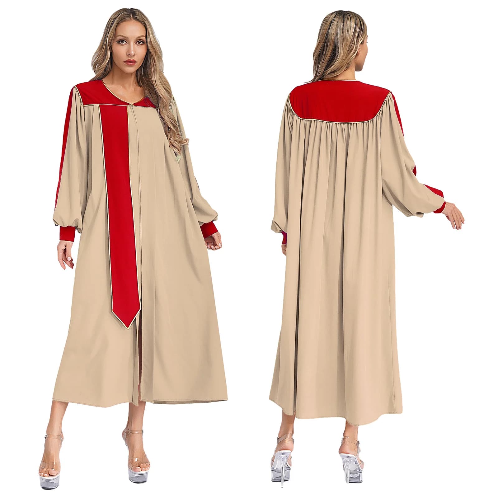 Women's Clergy Robe with Embroidered Sleeves