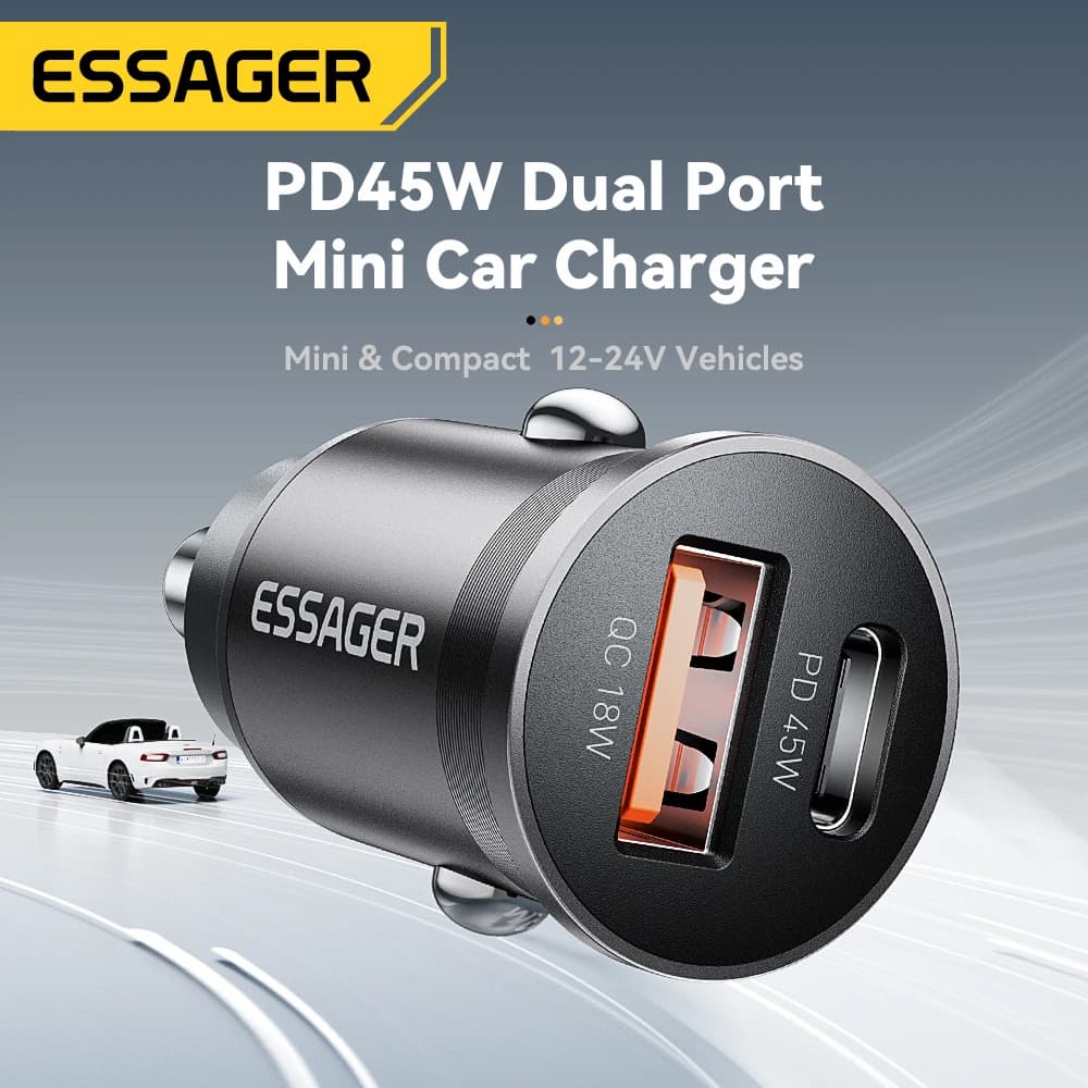 Dual Port Car Charger Fast Charging 45W