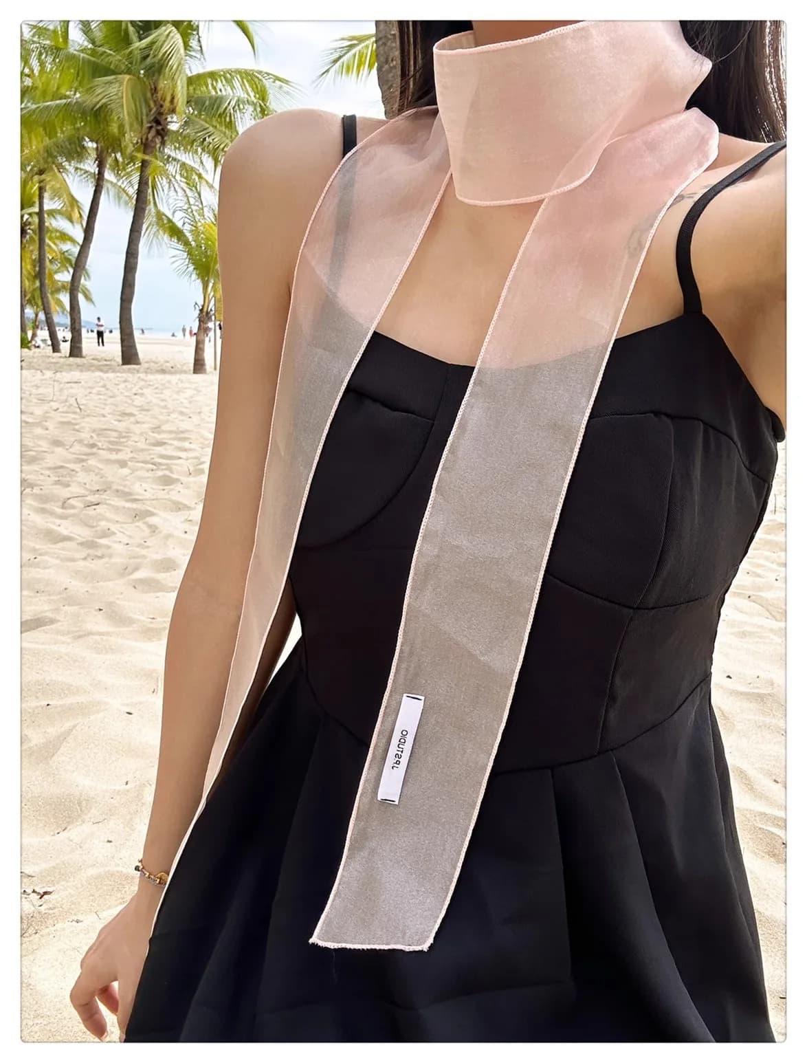 Pearlescent Satin Ribbon Scarf