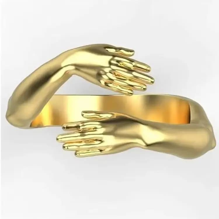 Hands Hug Open Adjustable Ring