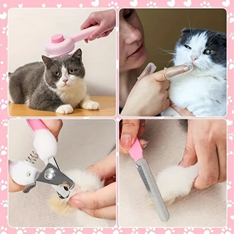 Pet Grooming Kit with Nail Clipper and Brushes
