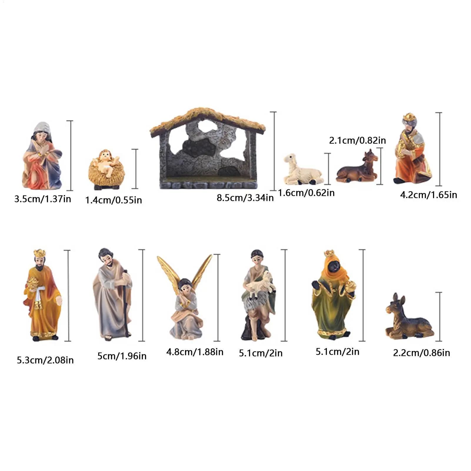 Resin Nativity Set with 12 Figurines