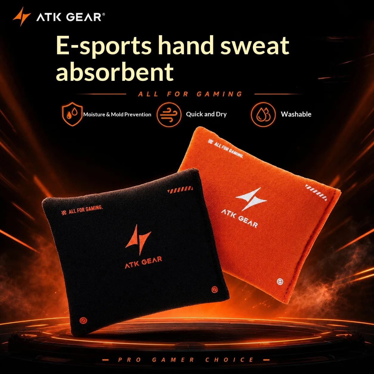 ATK GEAR E‑Sport Hand Sweat Bag Dry Grip Pouch Anti‑Sweat For Competitive Gaming Reduce Sweaty Hands For FPS Gamers