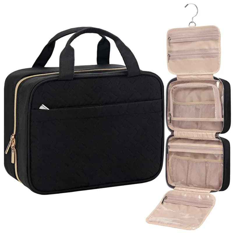 Toiletry Bag Travel Bag with Hanging Hook, Water-resistant Makeup Cosmetic Bag Travel Organizer for Accessories, Shampoo,