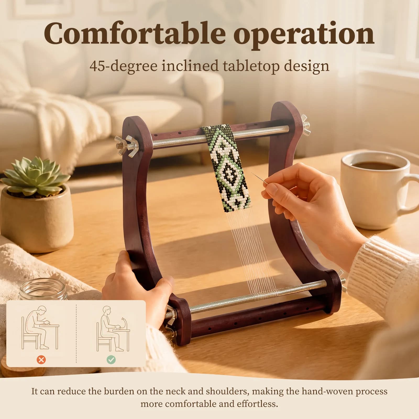 Adjustable Wood Beading Loom Weaving Kit