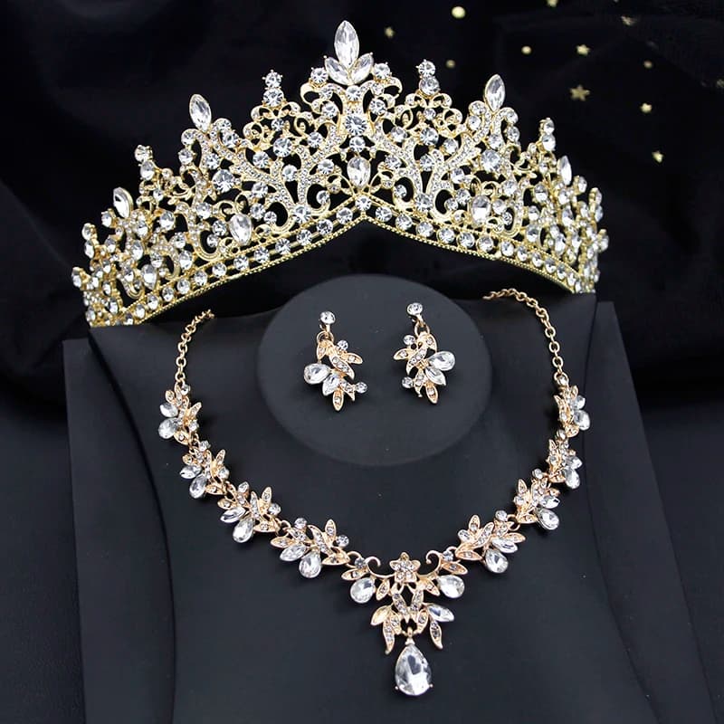 Bridal Jewelry Sets for WomenTiaras and Necklace Earrings Sets for Wedding Dress Party Birthday Costume Accessories