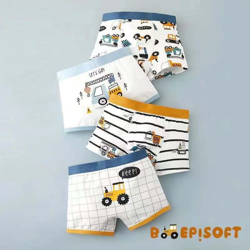 Boys Cotton Dinosaur Print Underwear 4-Pack