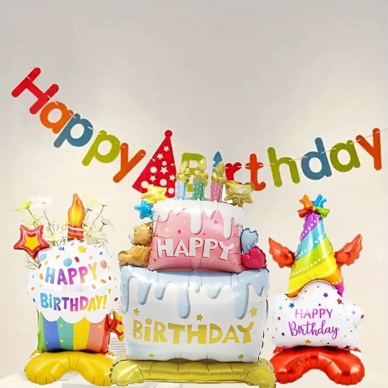 Colorful Cake-Shaped Birthday Party Balloons