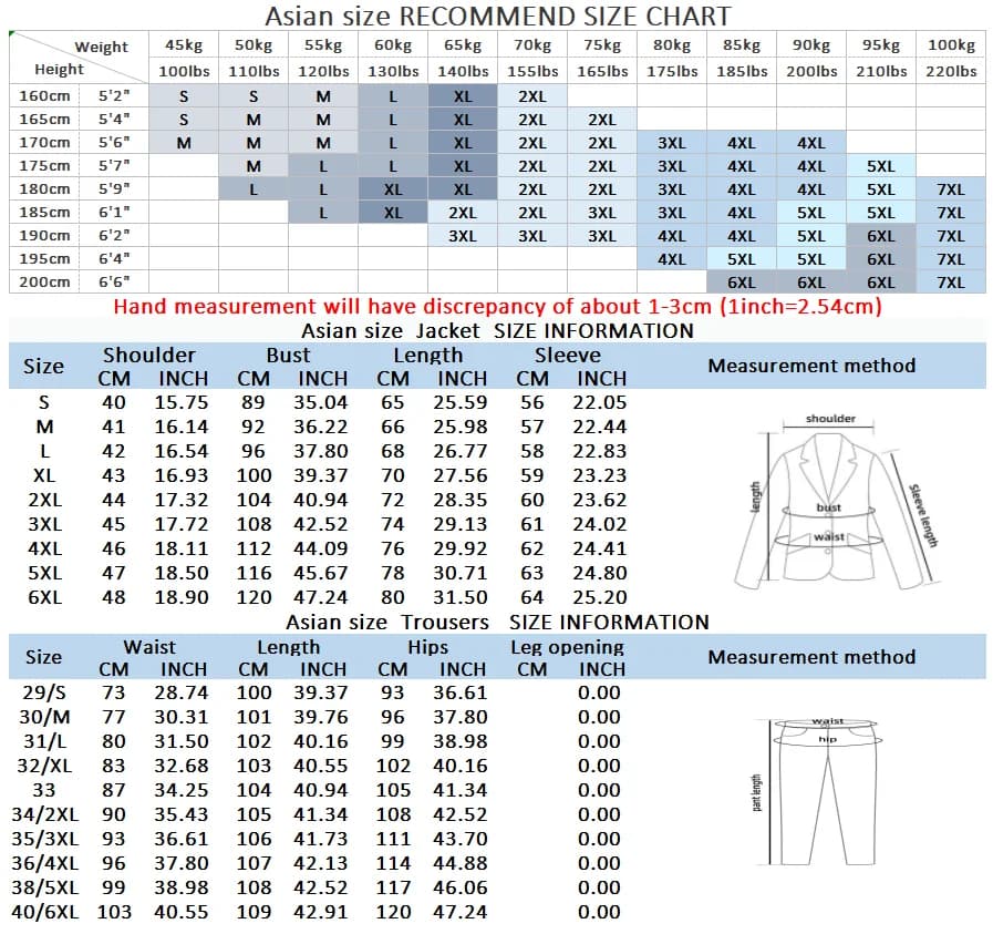 Men's Slim-Fit Business Suit Blazer and Pants