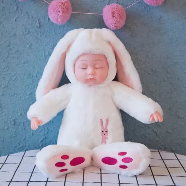 Soft Plush Reborn Baby Doll with Rabbit Toy