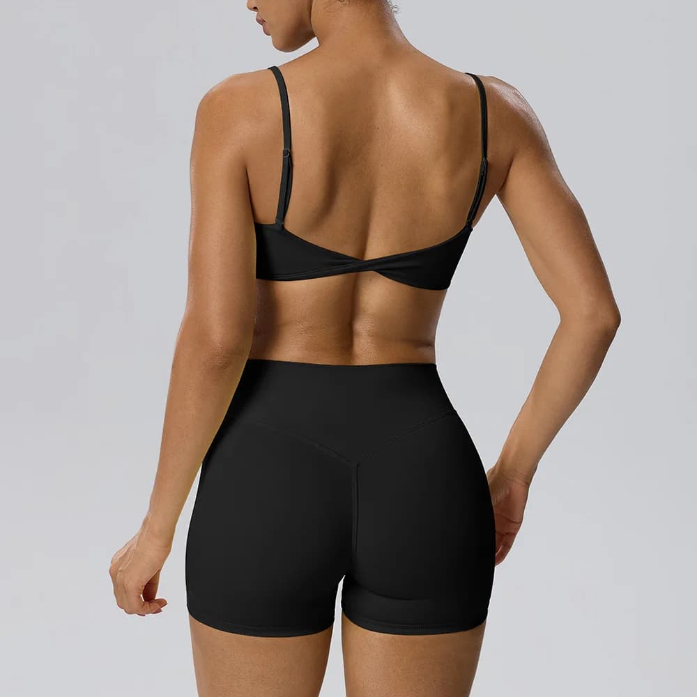 Fitness Bra with Chest Cushion, Underwear+Sports Shorts, Peach Hip yoga Three Part Pants, Sports yoga Set Fitness Training
