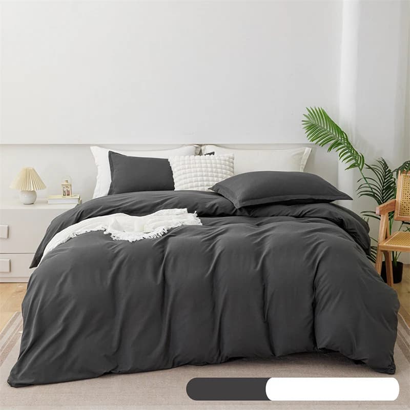 Simple Solid Sanding Bedding Set 4Pcs Two-Color Soft Bedclothes for Four Seasons Skin-Friendly Bedroom Decor for Adult Students