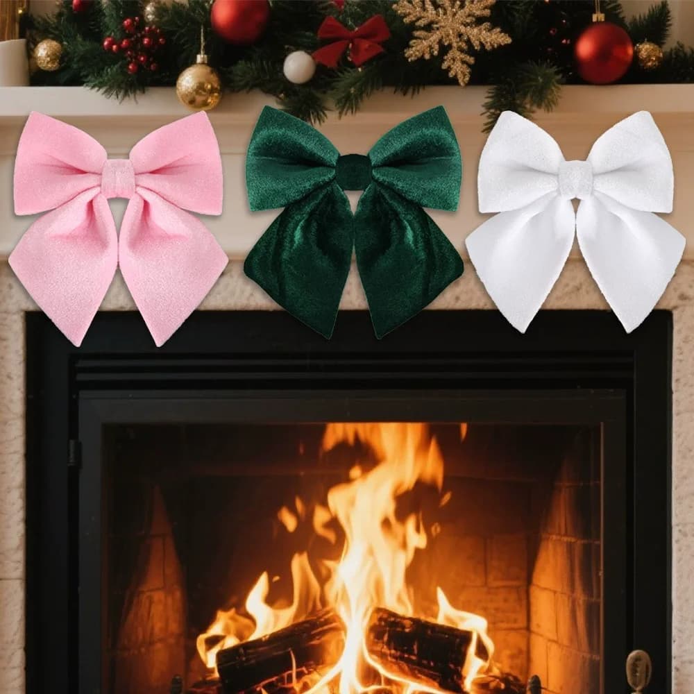 Christmas Festive Decor - Red Velvet DIY Bows - Christmas Tree/Window Hanging Ornaments & Accessories