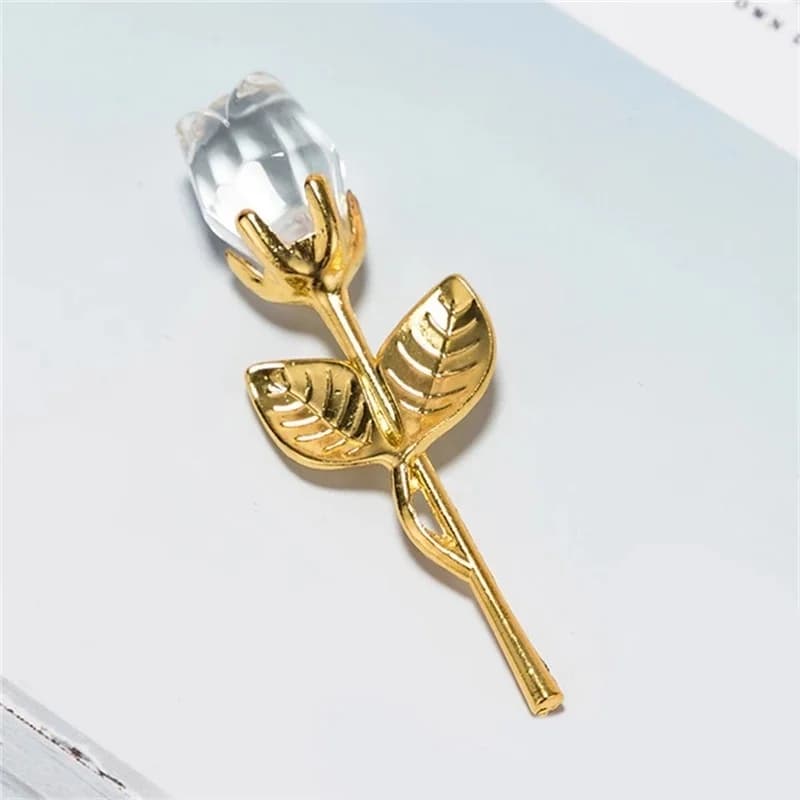 Valentine's Day Lovers' Gift X'mas Favors Souvenir Crystal Glass Rose Flower Figurines Craft Home Wedding Decoration Ornaments
