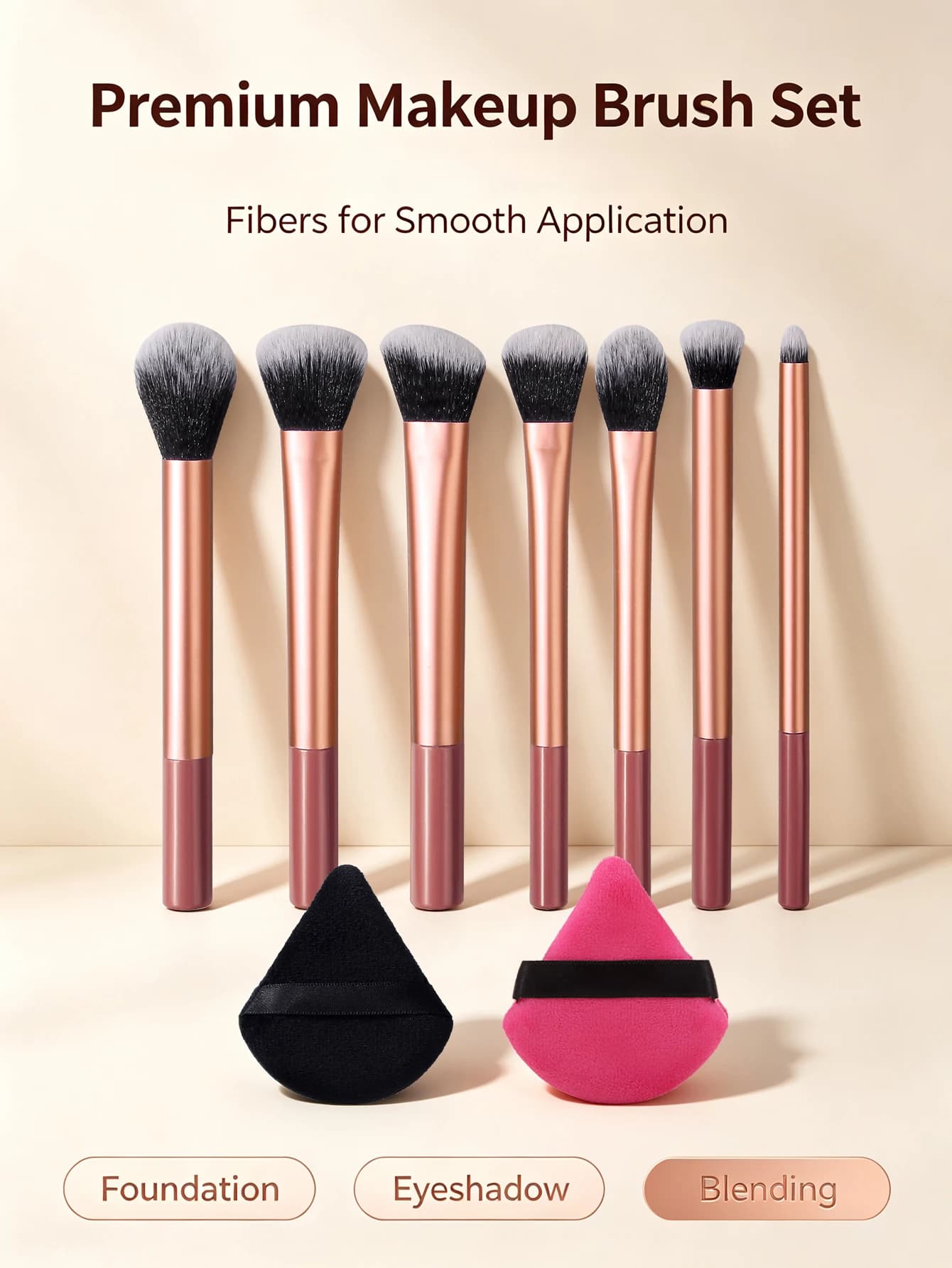 Professional Makeup Brush Set With Powder And Blush