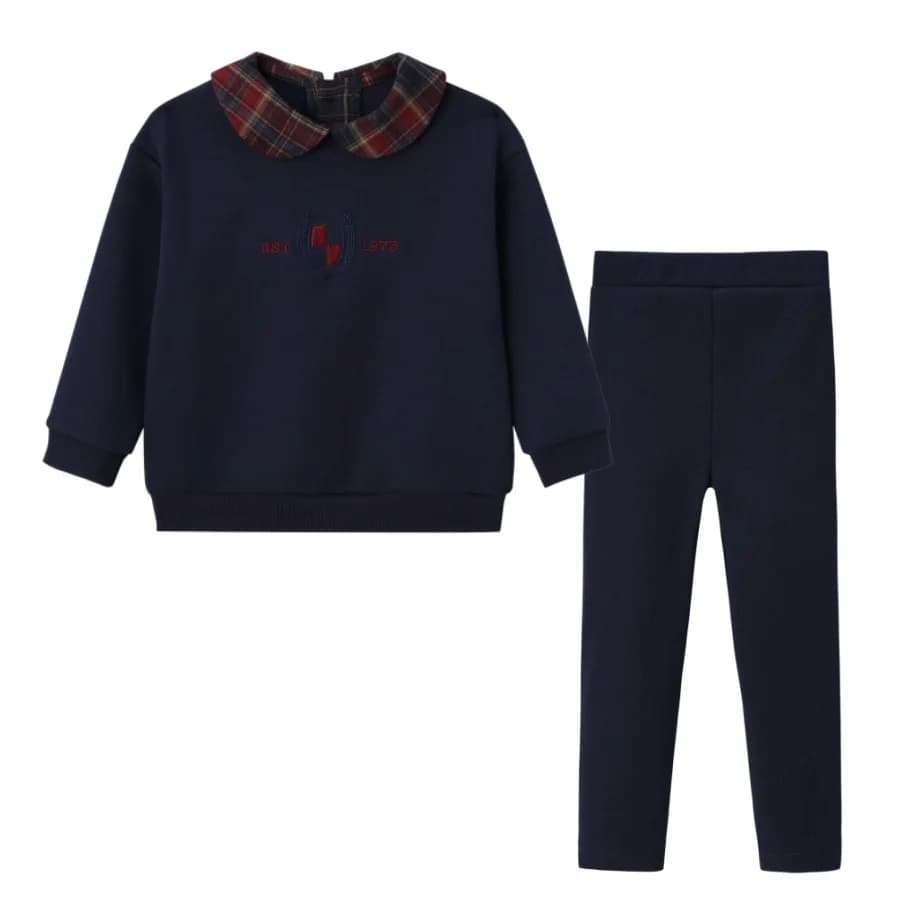 Navy Denim Varsity Embroidery Sweatshirt