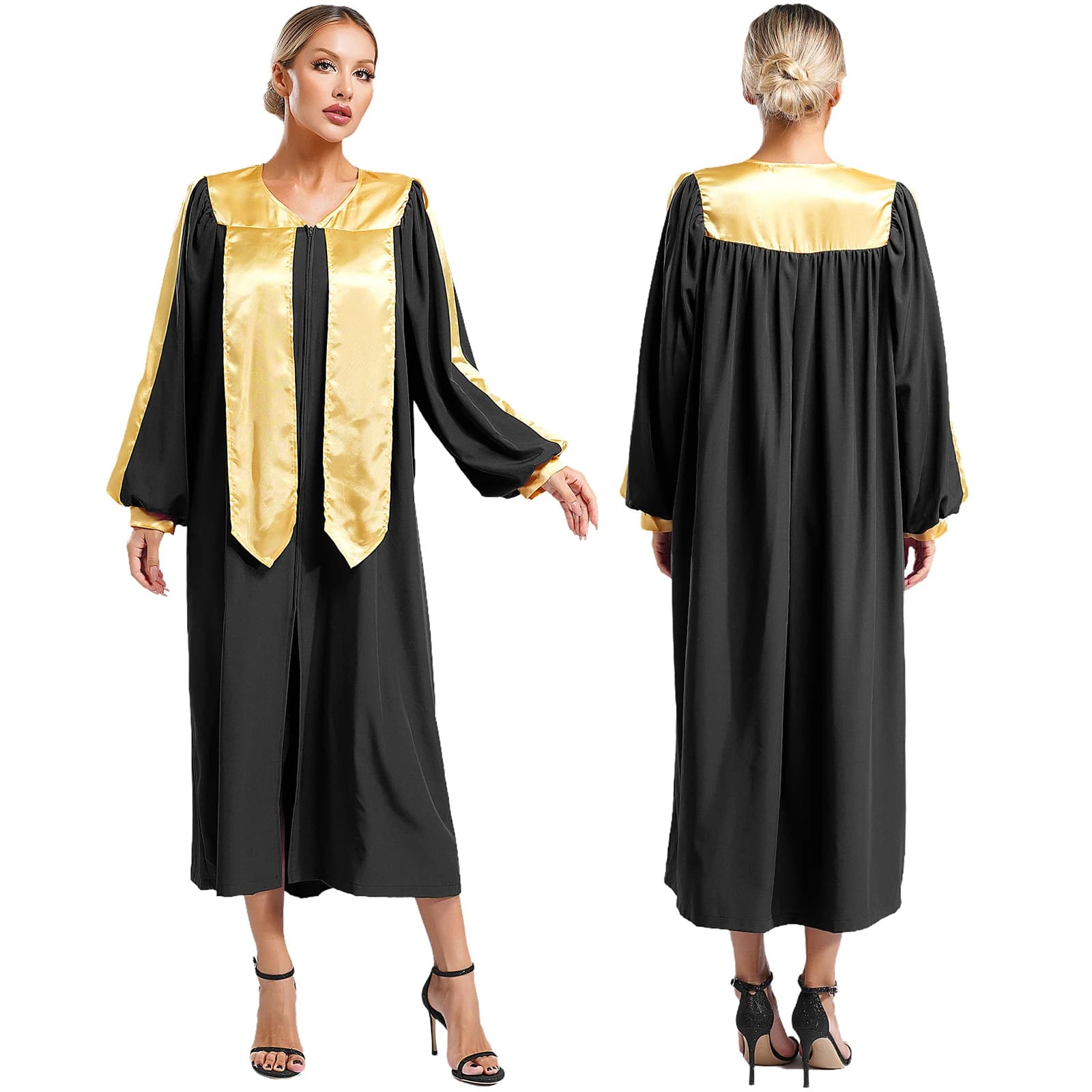 Women's Clergy Robe with Embroidered Sleeves