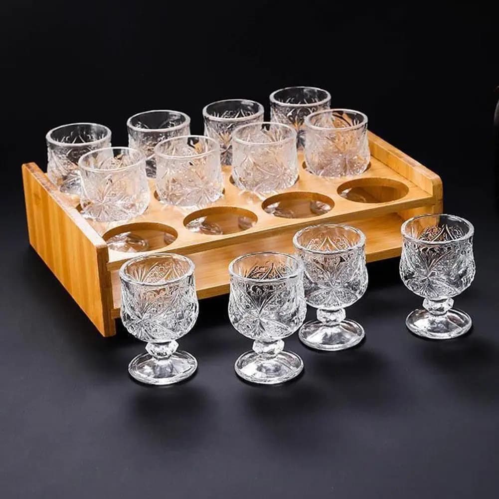 Diamond Cut Glass Goblets Set of 6