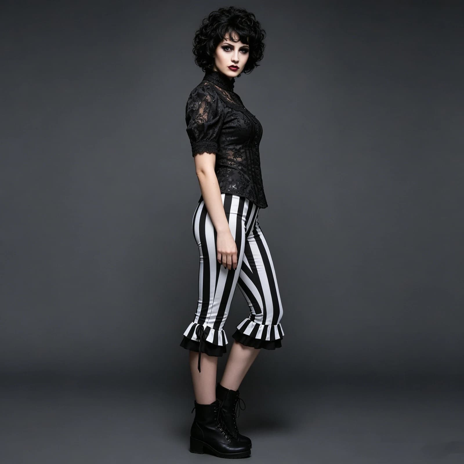 Women's Striped Bell Bottom Capri Pants