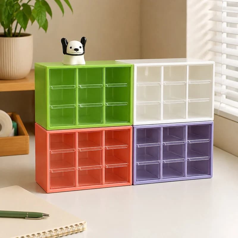 Clear Acrylic Nine-Compartment Desk Organizer