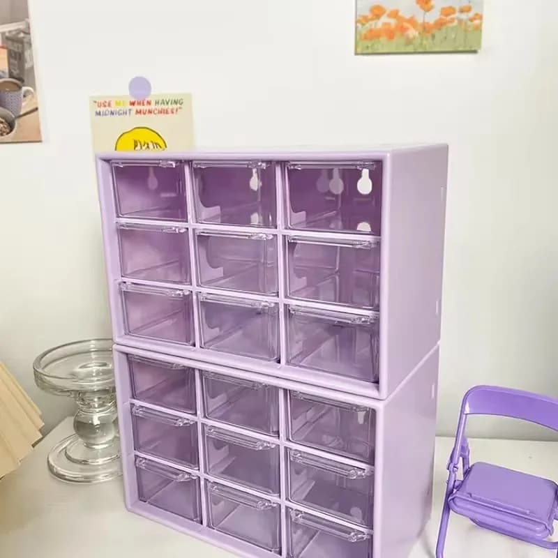 Clear Acrylic Nine-Compartment Desk Organizer