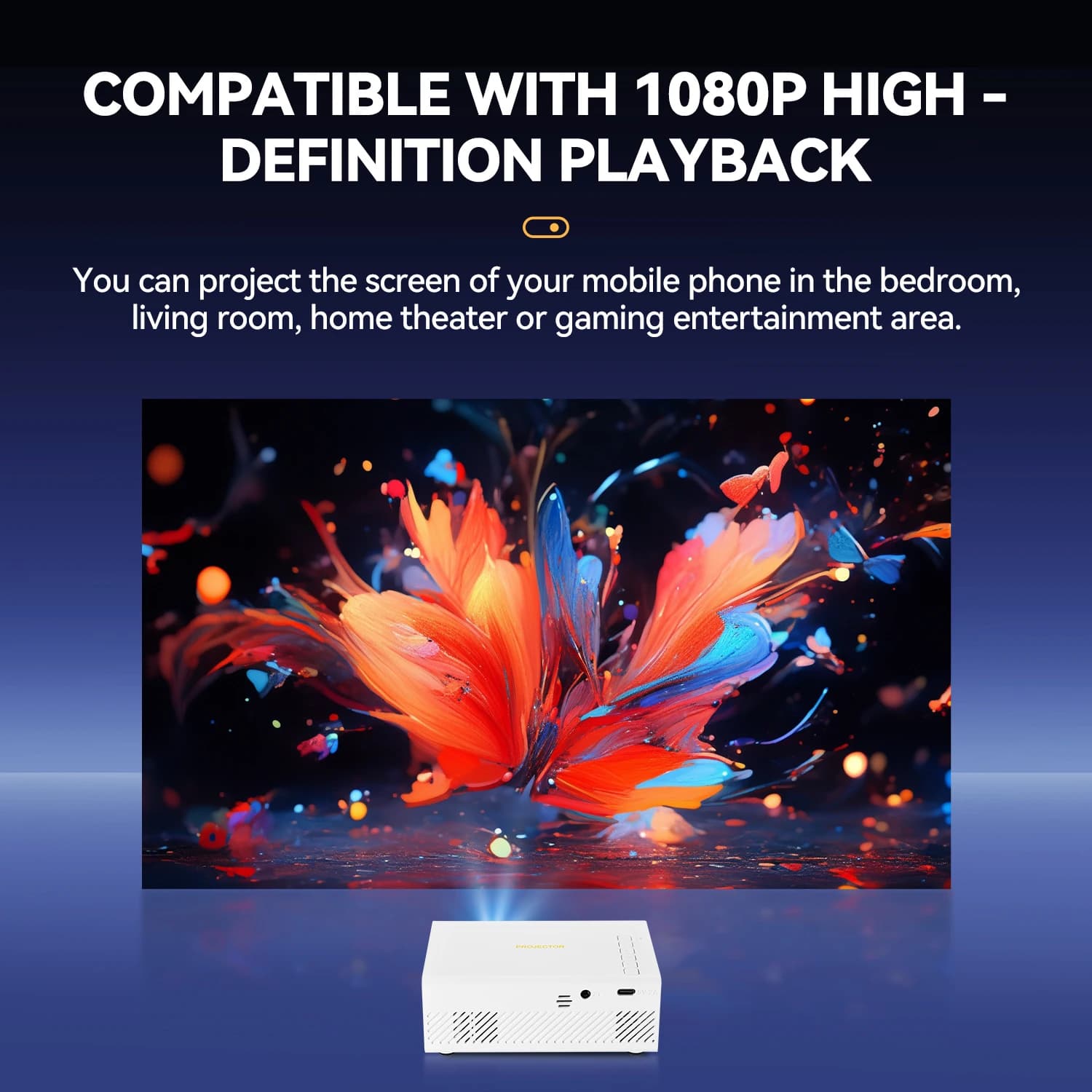Mini Portable Projector, Home LED Portable Projector, HD Resolution Projector, Can Connect to a Mobile Phone