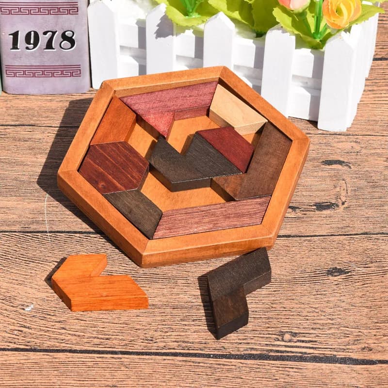 Wooden Geometric Shape Jigsaw Board Puzzle