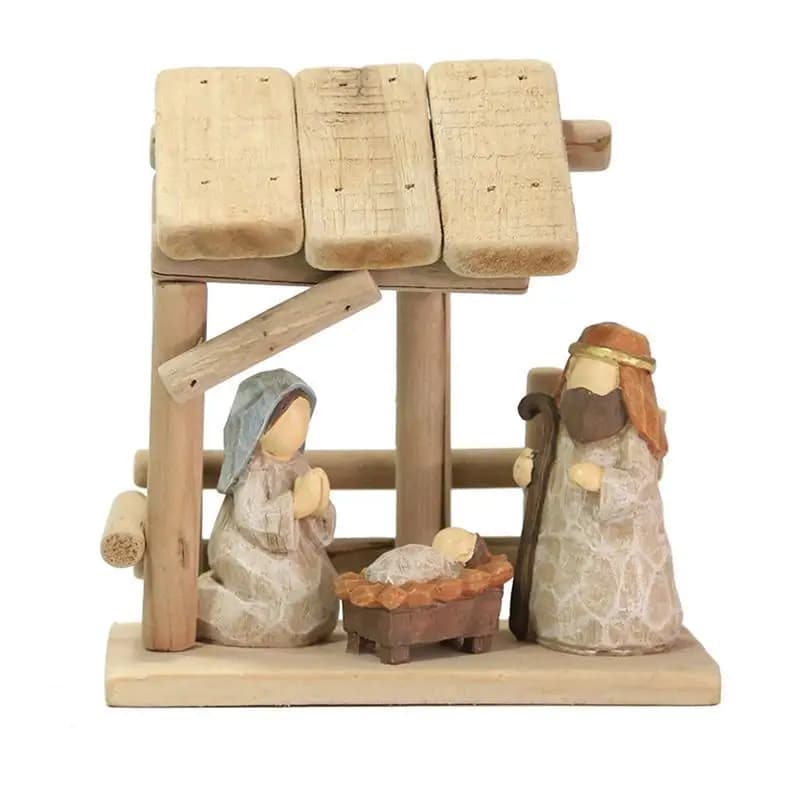 Hand-Painted Wooden Nativity Scene Ornament
