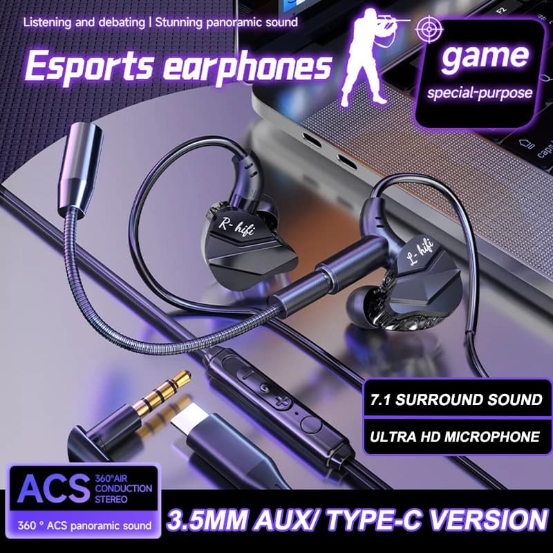 Gaming Earbuds with Dual Microphone 7.1 Surround