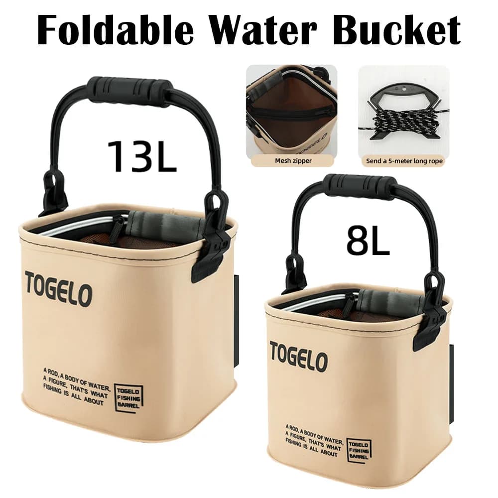 Collapsible Fishing Bucket with Strainer Basket