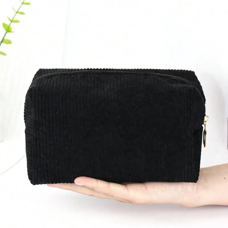 Toiletry Bag for Travel Corduroy Cosmetic Organizer with Sanitary Pad Pouch Cute Design for Women