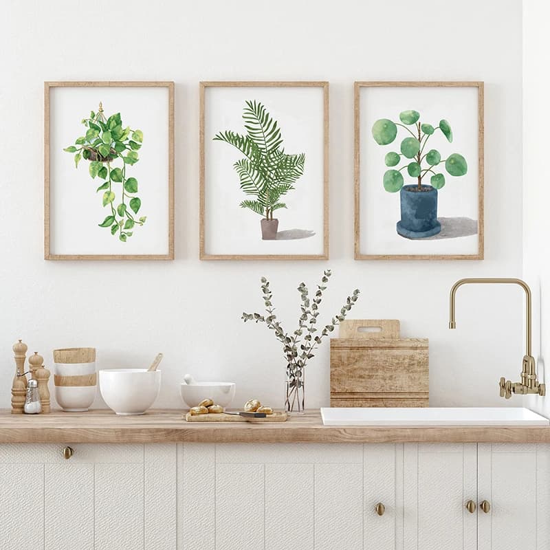 Nordic Botanical Green Plant Canvas Wall Art Print