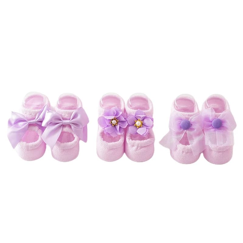 Baby Cotton Anti-Slip Socks with Bow Details