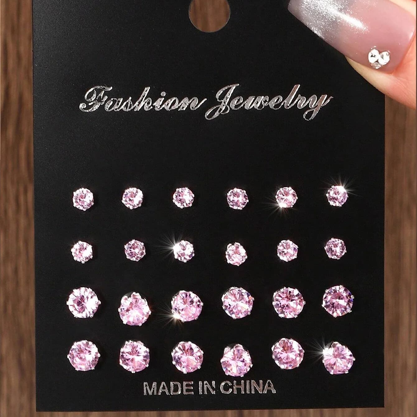 Zirconia Stud Earrings Set, 12 Pairs