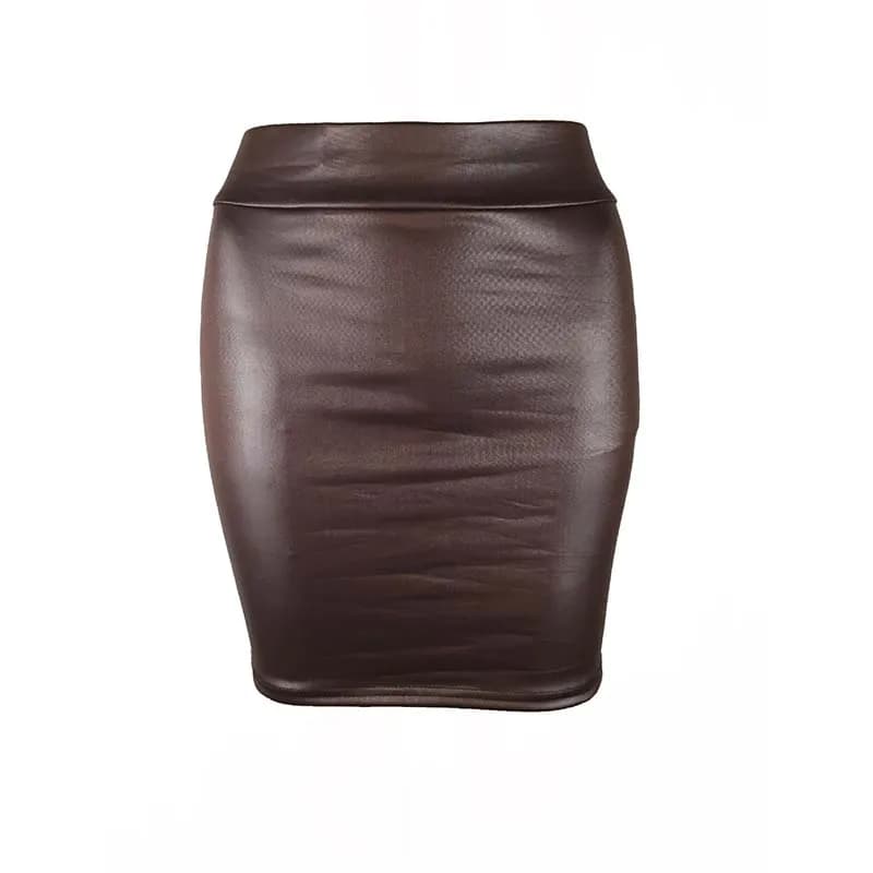 Black Slim Imitation Leather High-Waist Mini Skirt