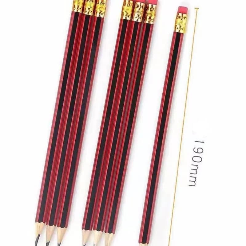 HB Wooden Pencils with Eraser, 10-Pack