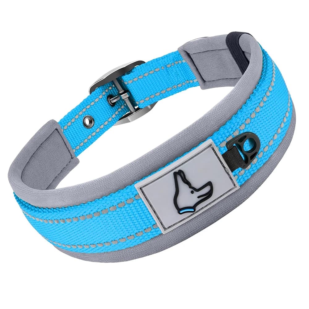 Padded Reflective Dog Collar with Metal Buckle