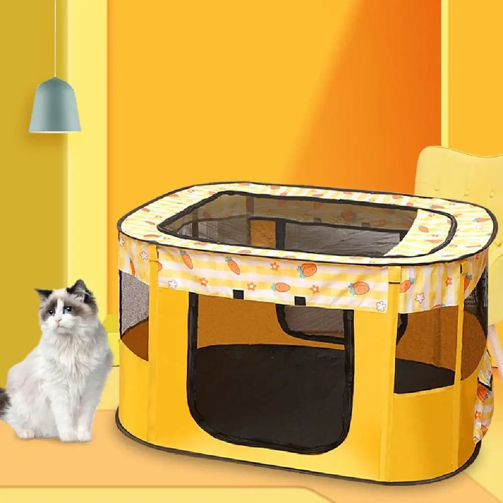 Sturdy Portable Pet Playpen Collapsible Breathable Cat Delivery Room Removable 300D Oxford Cloth Dog Enclosure Camping