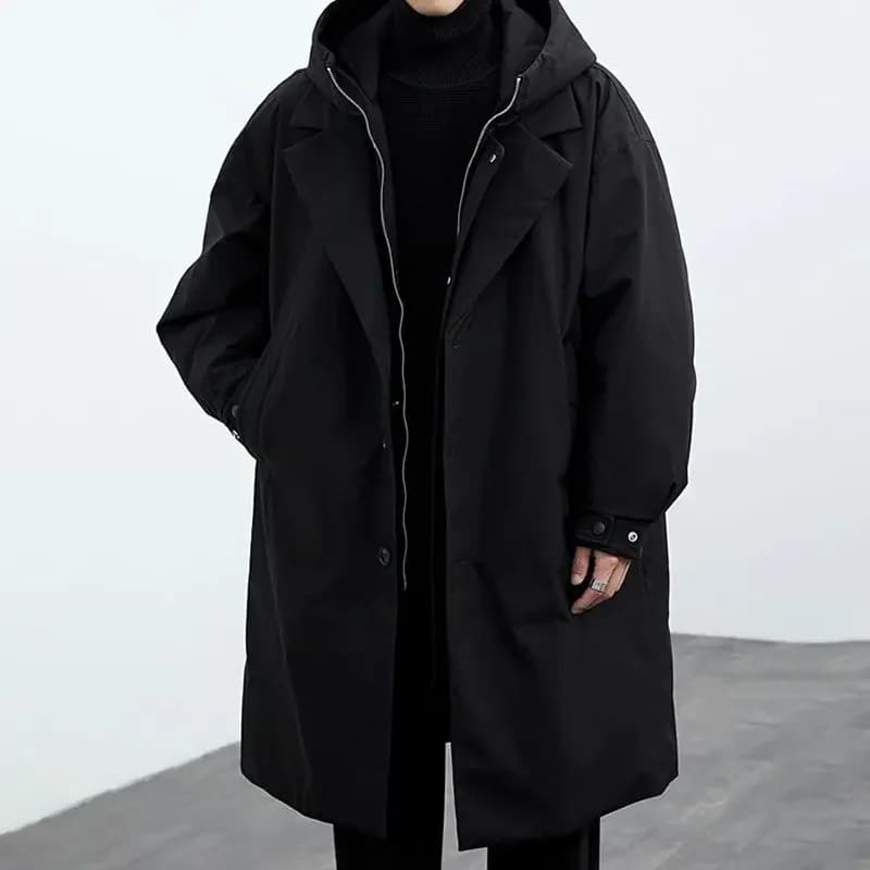 Men's Hooded Padded Trench Coat