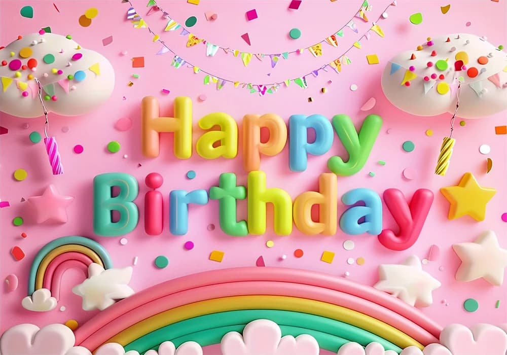 Rainbow Birthday Backdrop Banner