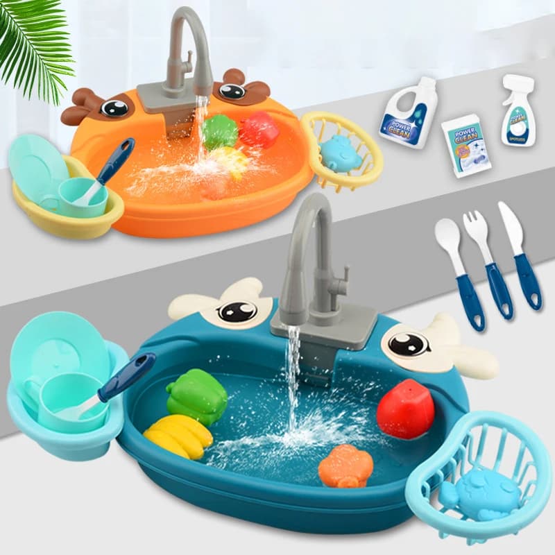 Kids Electric Dishwasher Sink Play Set