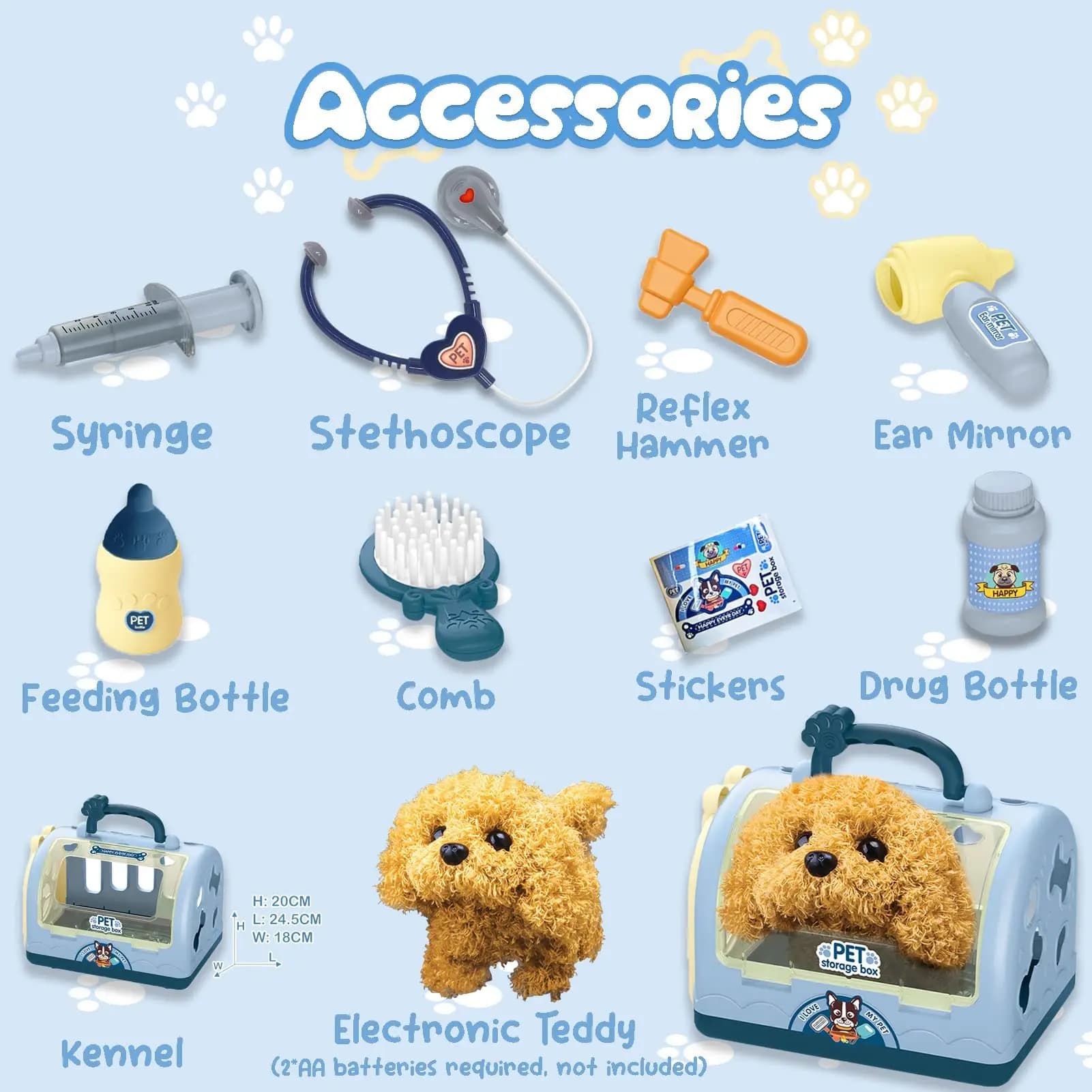 Soft Plush Puppy Pet Cage Playset