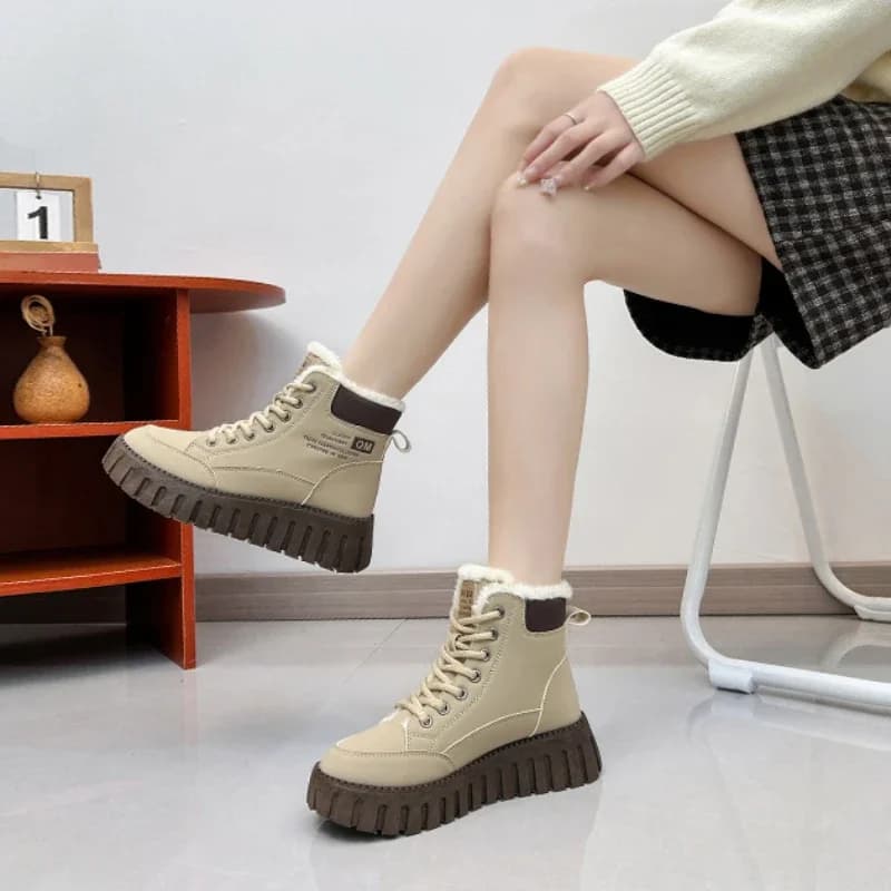 Platform Winter Ankle Boots with Fur Lining