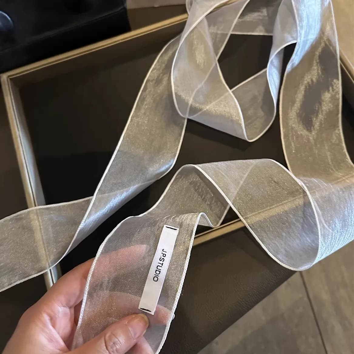 Pearlescent Satin Ribbon Scarf