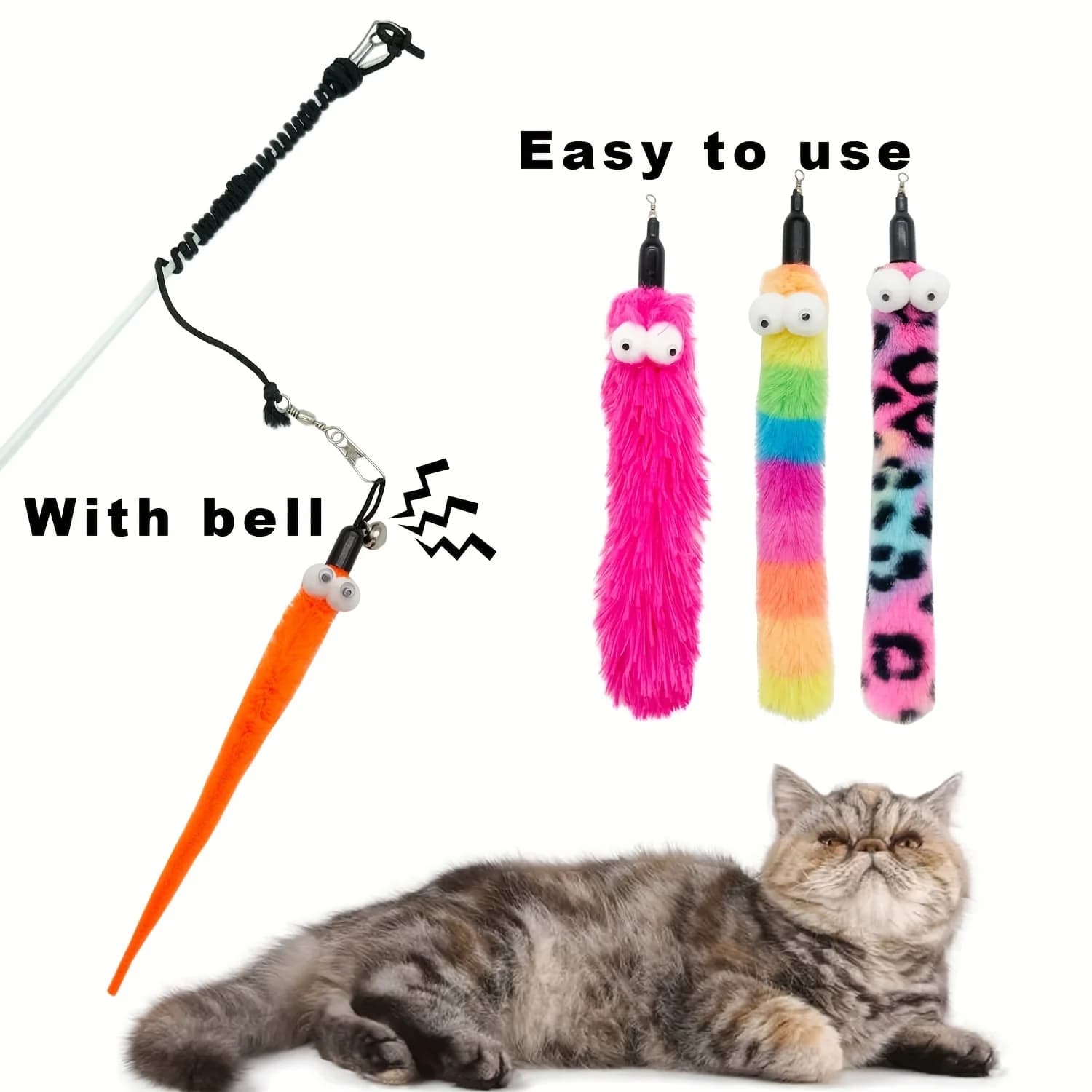 Interactive Cat Wand Toy with Feather Refills